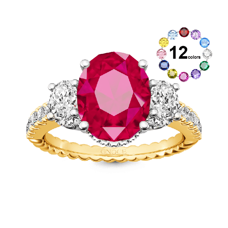 Oval Three-stone Birthstone Ring