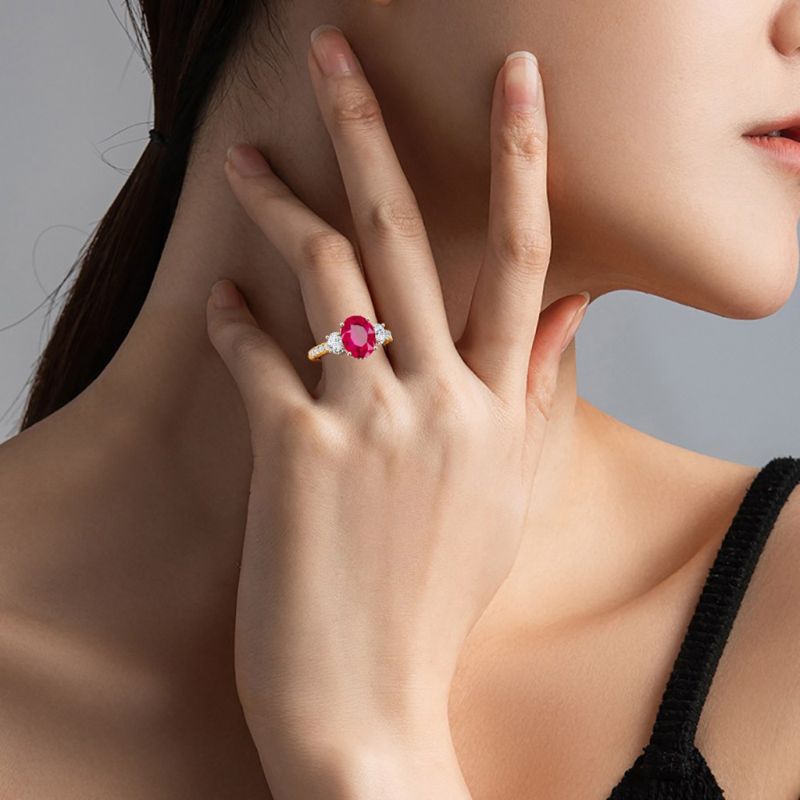 Oval Three-stone Birthstone Ring