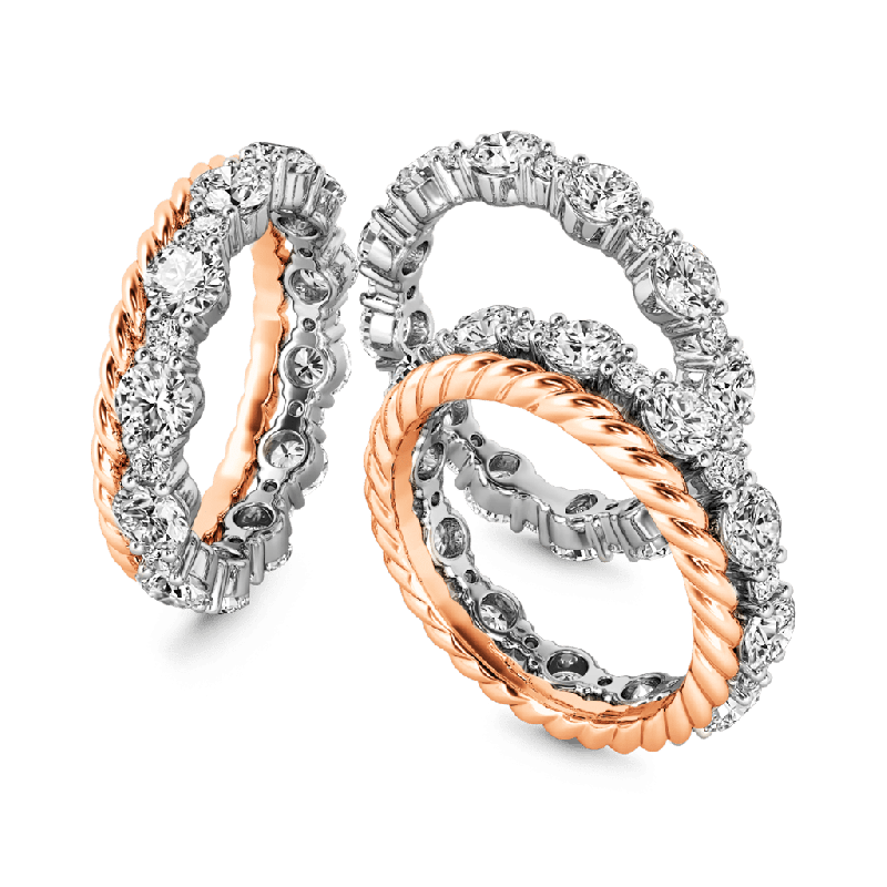 Stackable Two-tone Paved Trio Ring Set