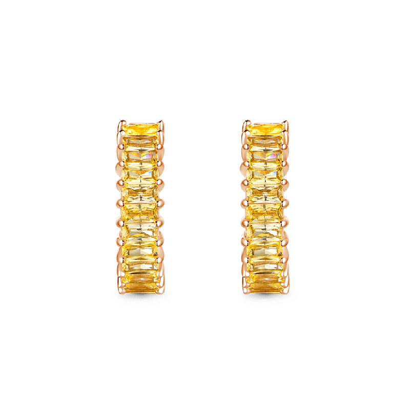 Citrine Baguette Cut Eternity Hoop Earrings