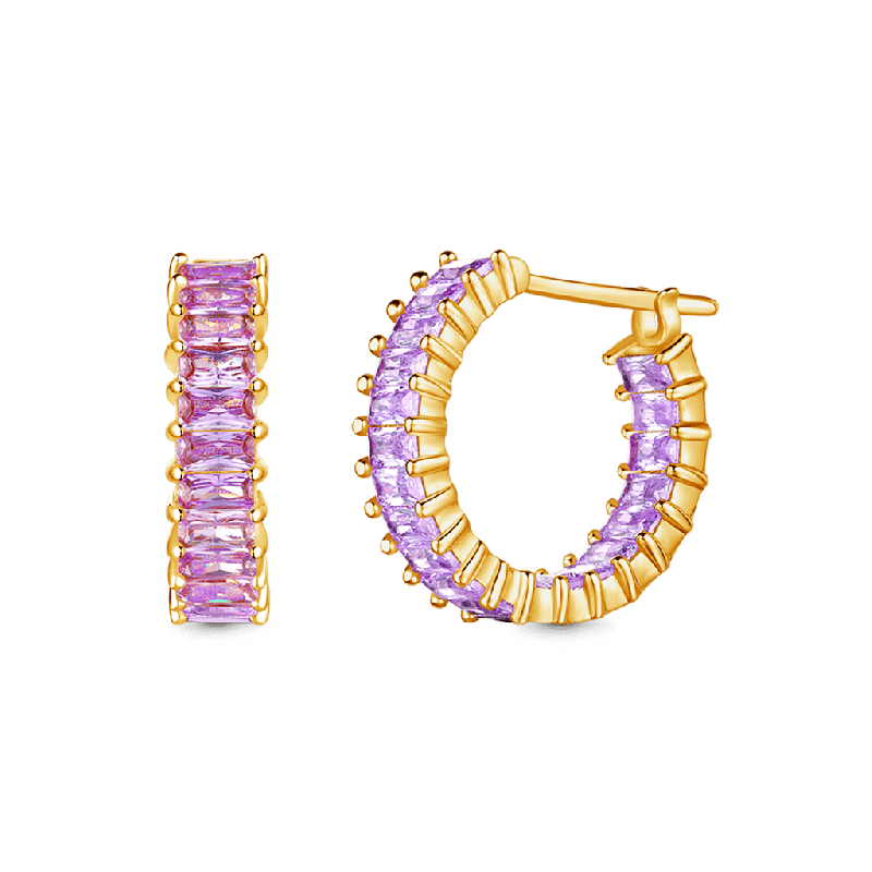 Baguette Cut Eternity Hoop Earrings