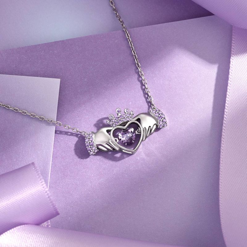 Hands Heart Crown Necklace