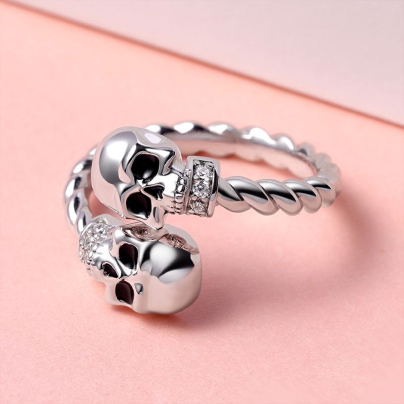 Adjustable Skulls Twisted Rope Ring