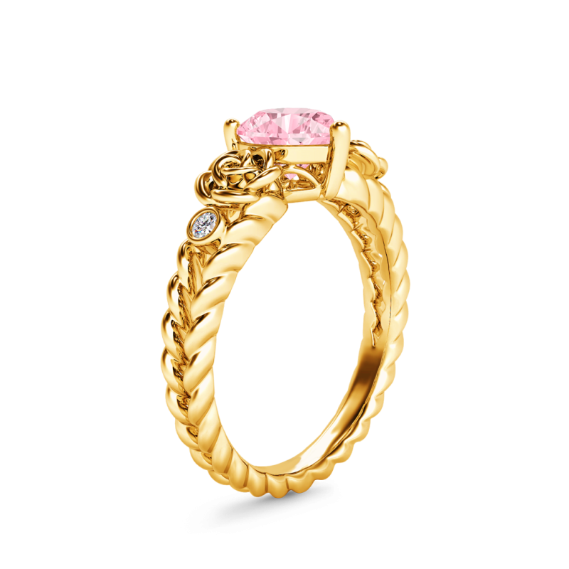 Heart Rose Flower Engagement Ring