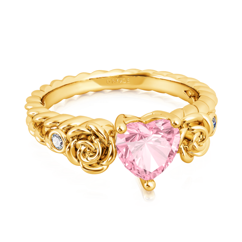 Heart Rose Flower Engagement Ring