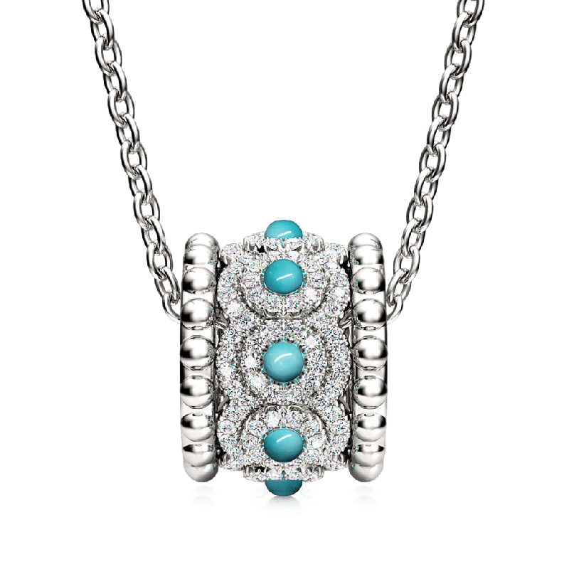 Turquoise Halo Drum Pendant Necklace