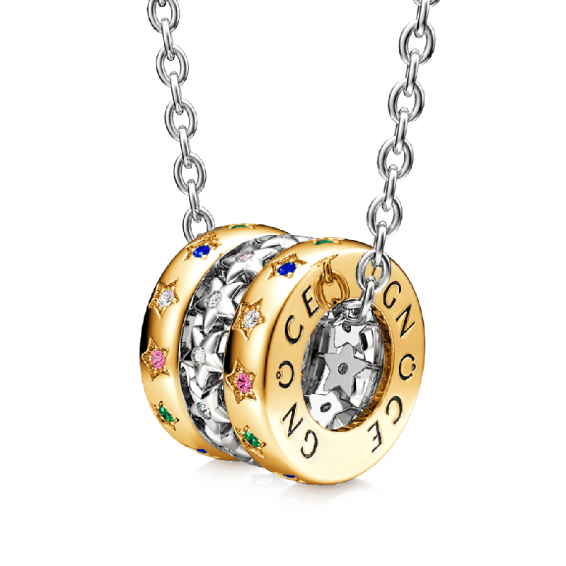 Two-tone Twinkle Stars Drum Necklace