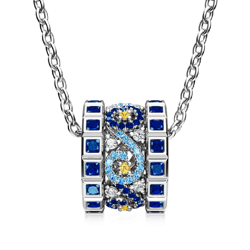 Starry Night Drum Pendant Necklace