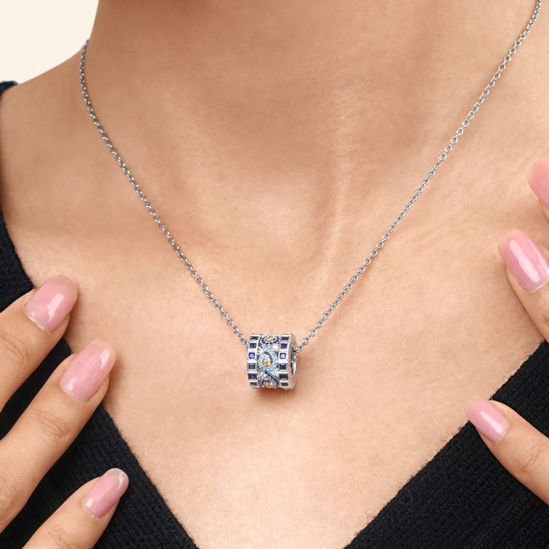 Starry Night Drum Pendant Necklace