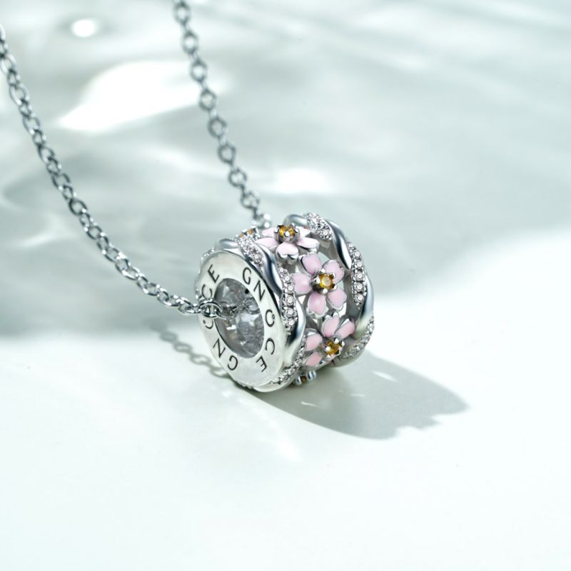 Cherry Blossoms Drum Necklace