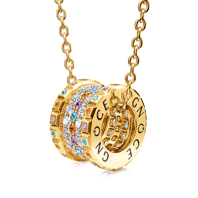 Colorful World Drum Pendant Necklace