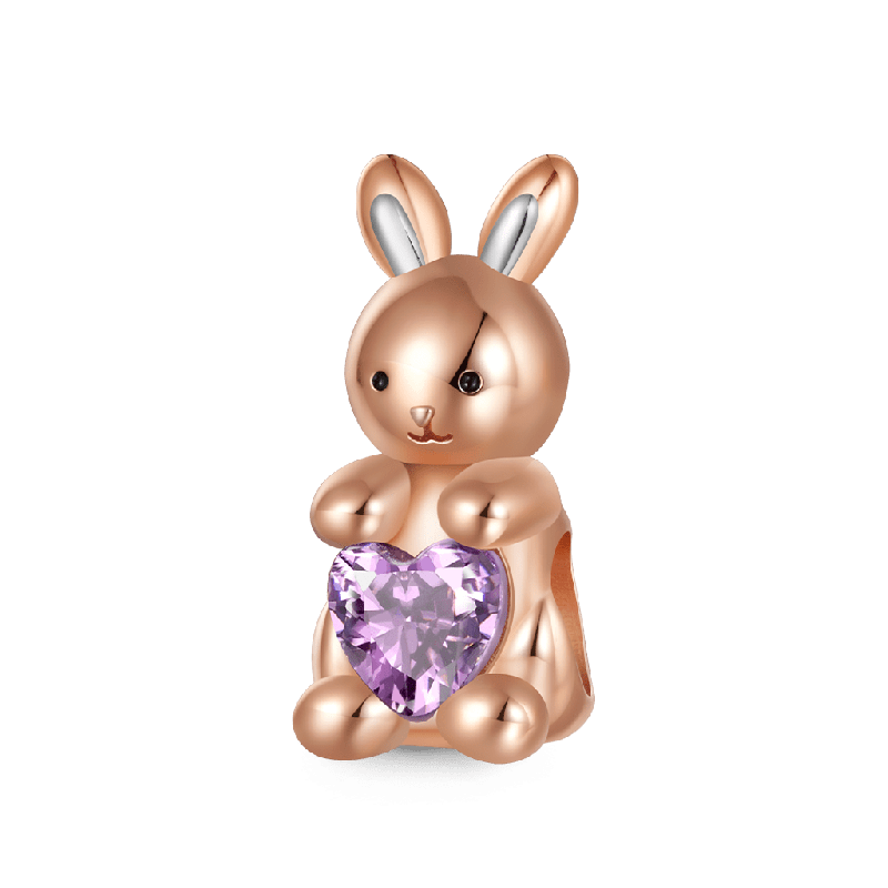 Gray Bunny Embraces Love Charm