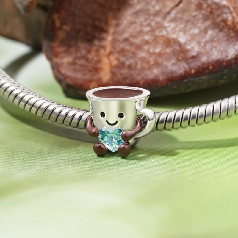 Coffee Cup Embraces Love Charm