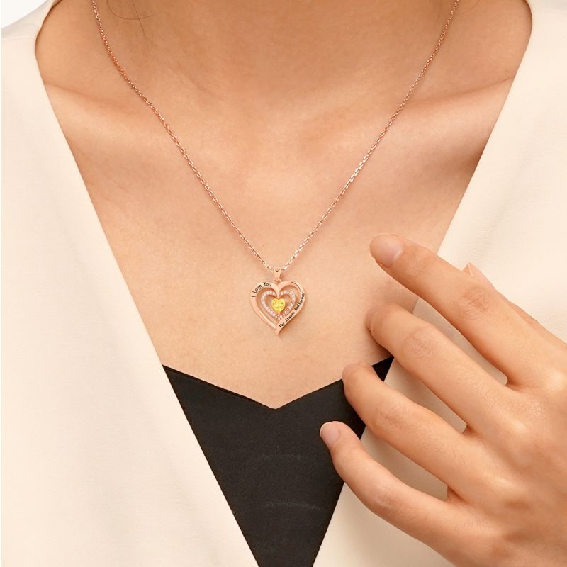 I Love You Heart Birthstone Necklace