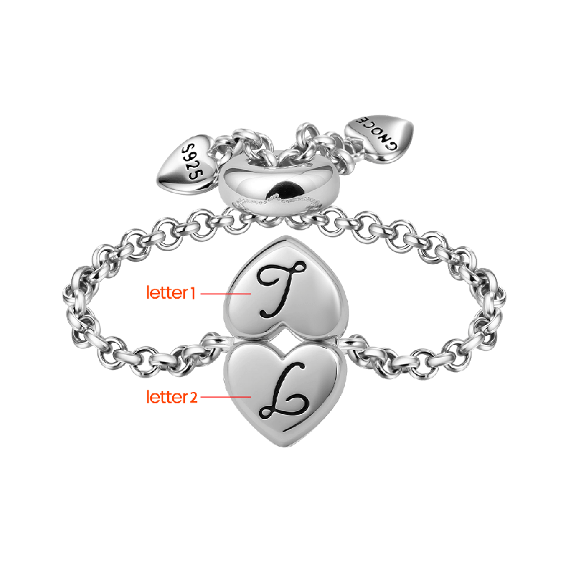 Adjustable Chain Initial Love Ring