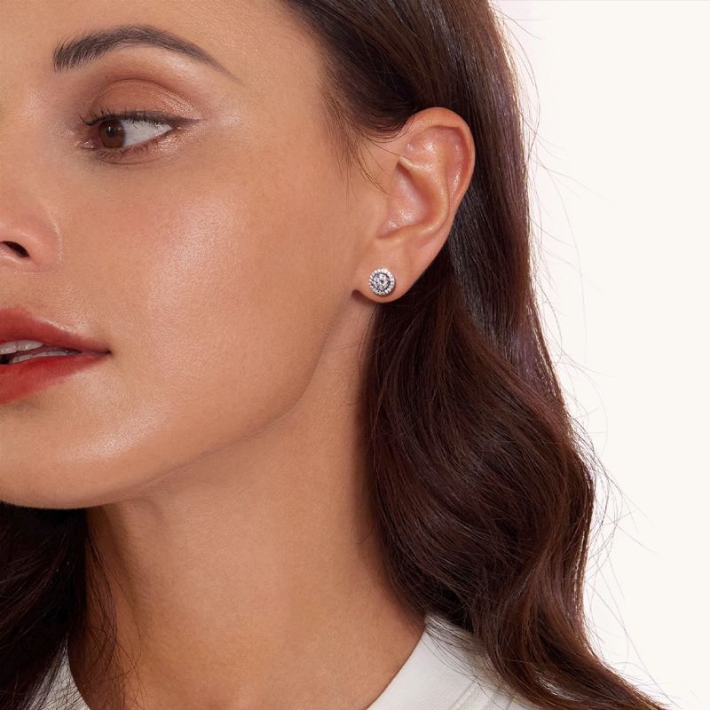 Round Cut Rubover Moissanite Earrings