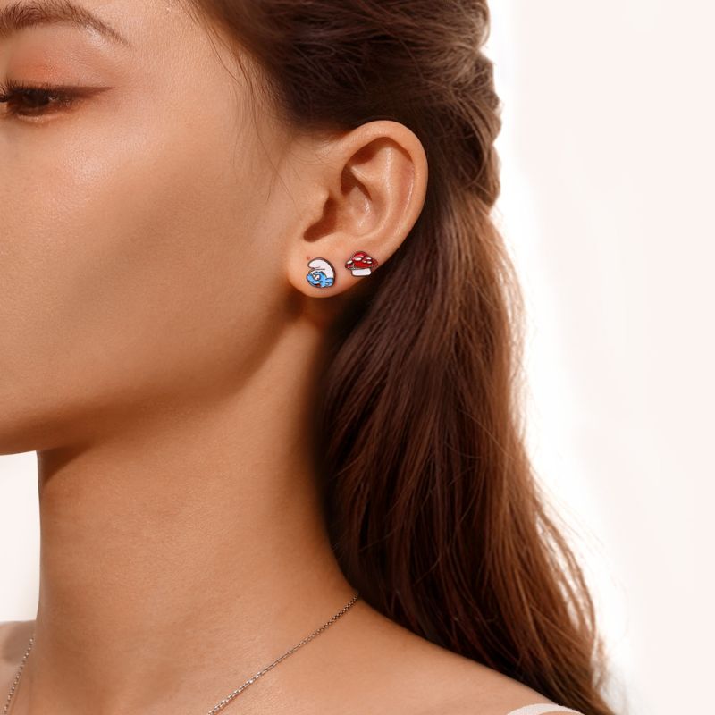 Smurfs x Asymmetric Stud Earrings