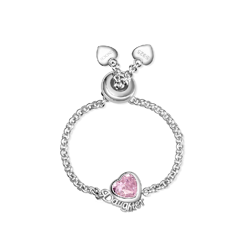 Daughter Heart Adjustable Chain Ring