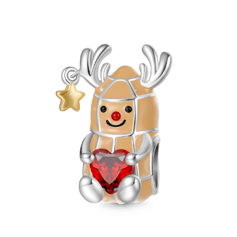 Peanut Reindeer Embraces Heart Charm