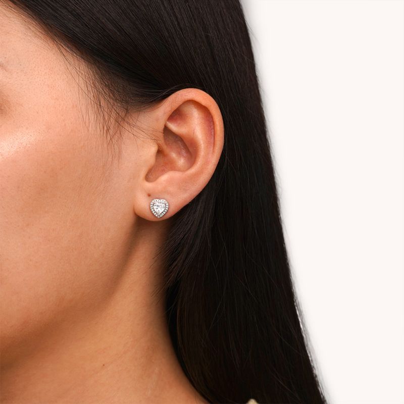 Brilliant Heart Diamond Halo Stud Earrings