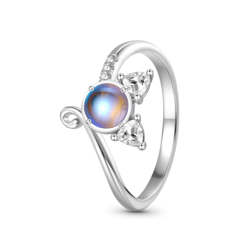Cat Moonstone Band Ring