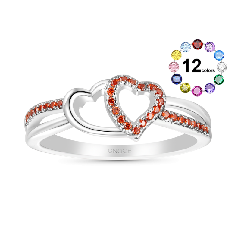 Two Hearts CZ Band Ring