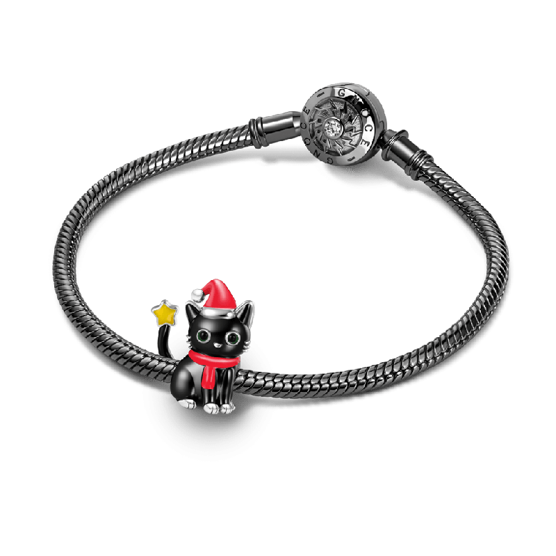 Christmas Black Cat Charm