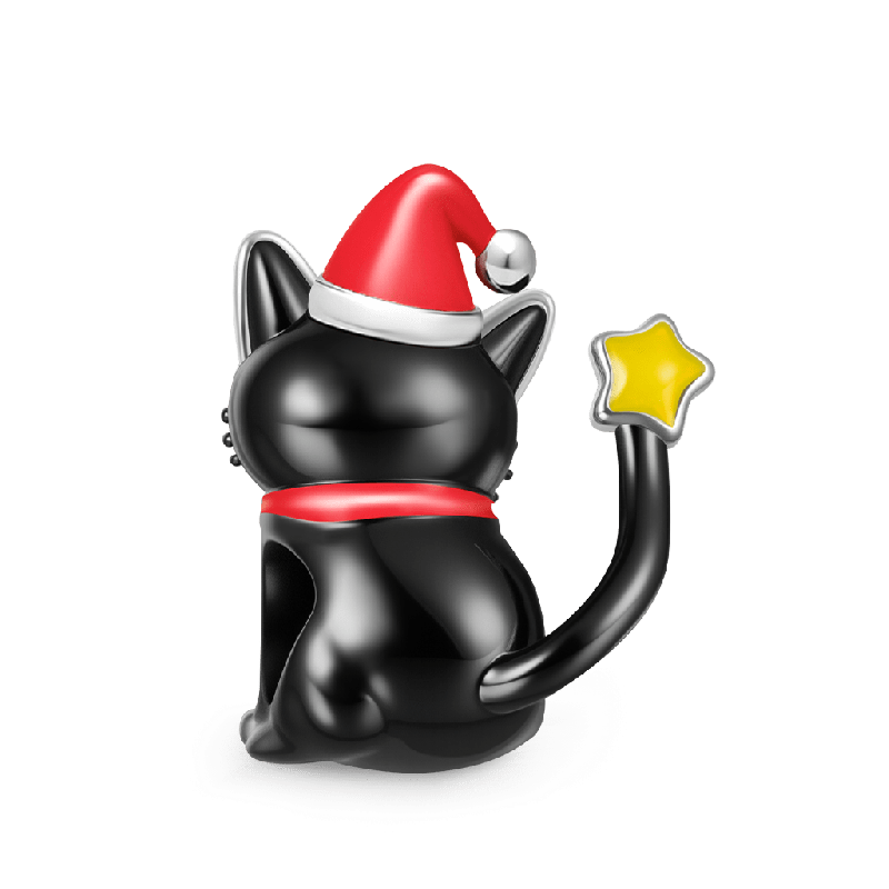 Christmas Black Cat Charm