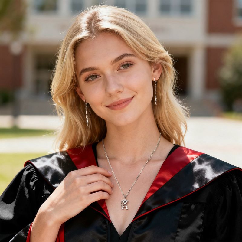 Grad Cap Initial Necklace