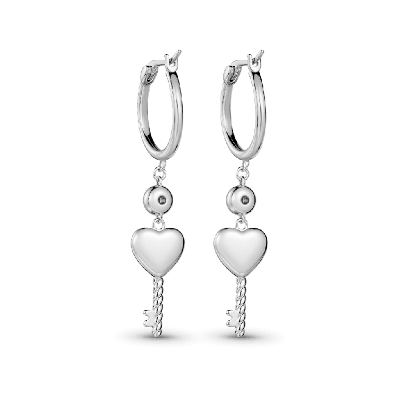Heart Key Hoop Earrings