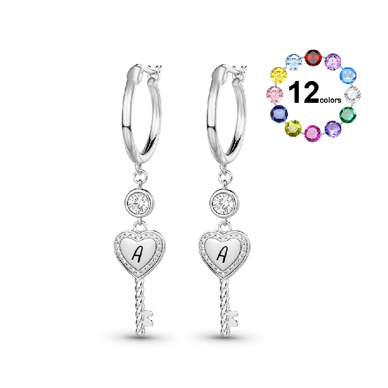 Heart Key Hoop Earrings