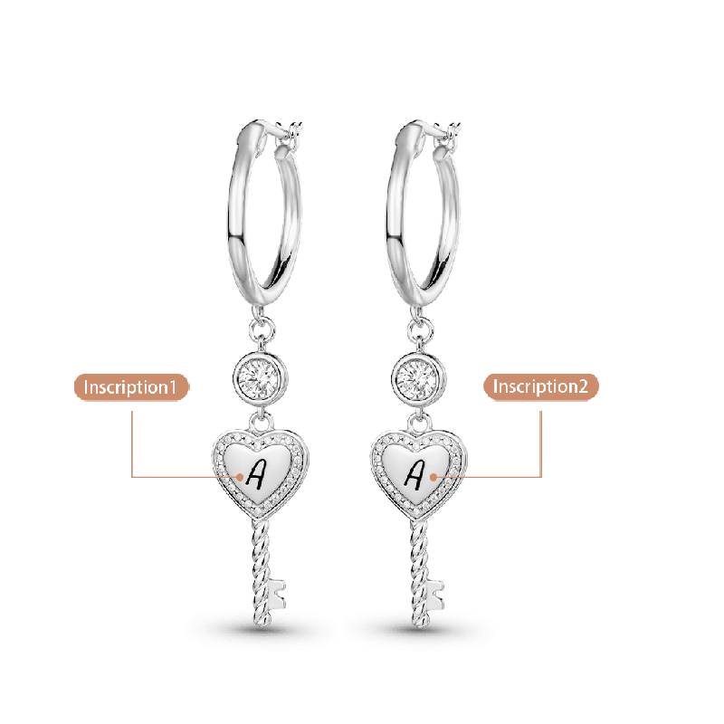 Heart Key Hoop Earrings