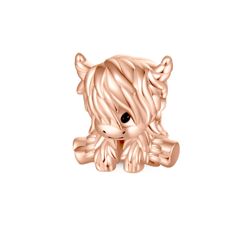 Rose Gold Scottish Highland Cow Charm