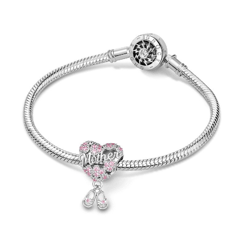 Mother Heart with Baby Shoes Charm