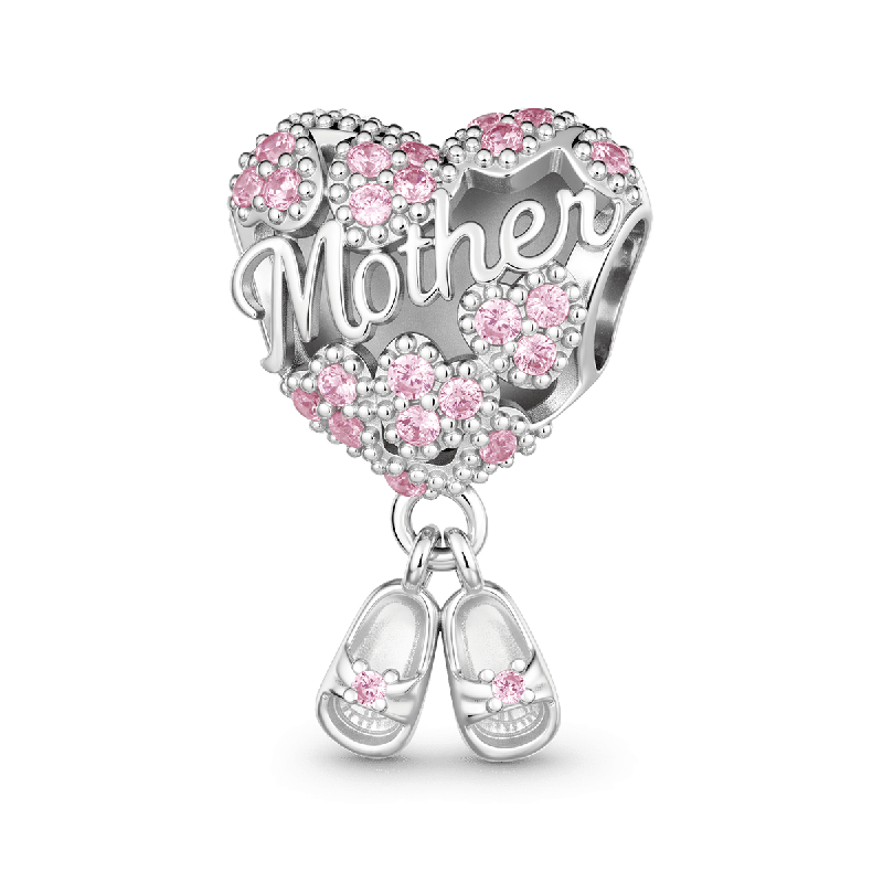 Mother Heart with Baby Shoes Charm