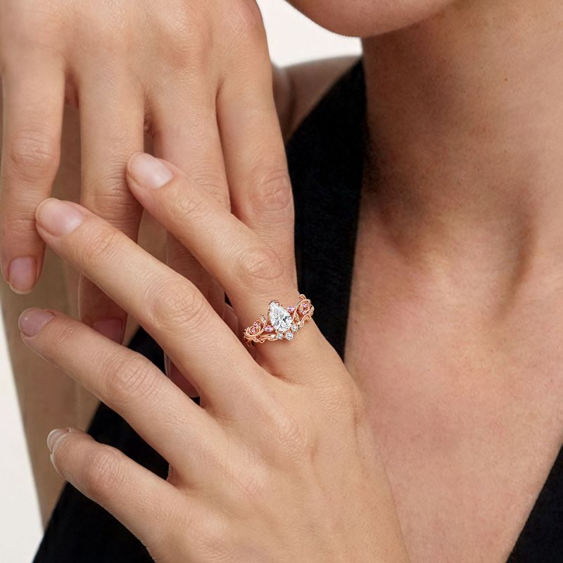 Leaf Pear-Cut Ring Set