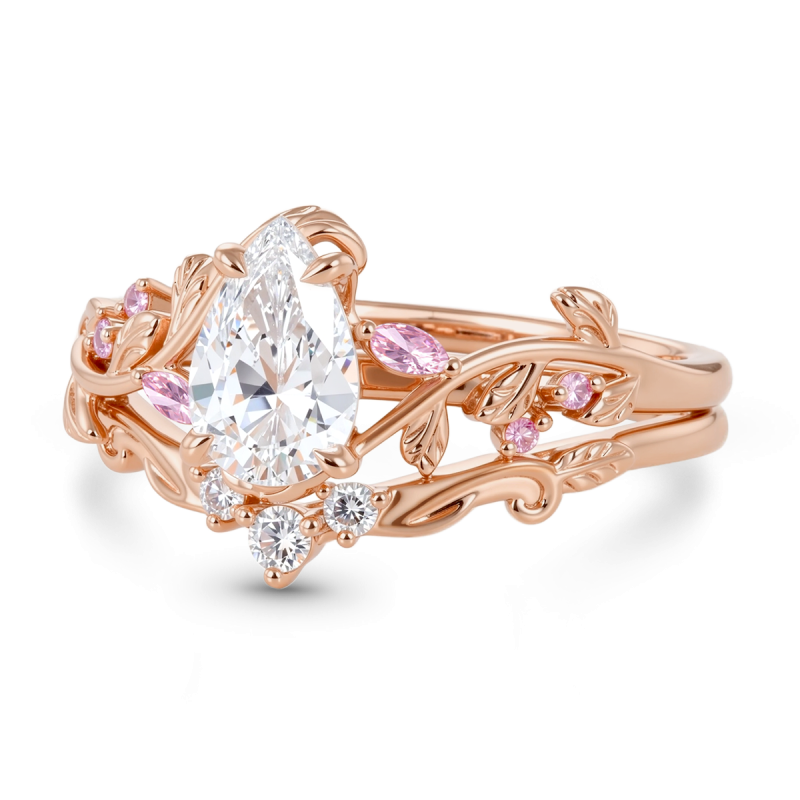 Leaf Pear-Cut Ring Set