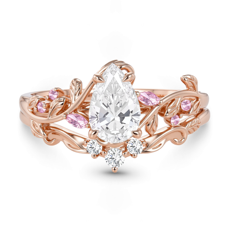 Leaf Pear-Cut Ring Set