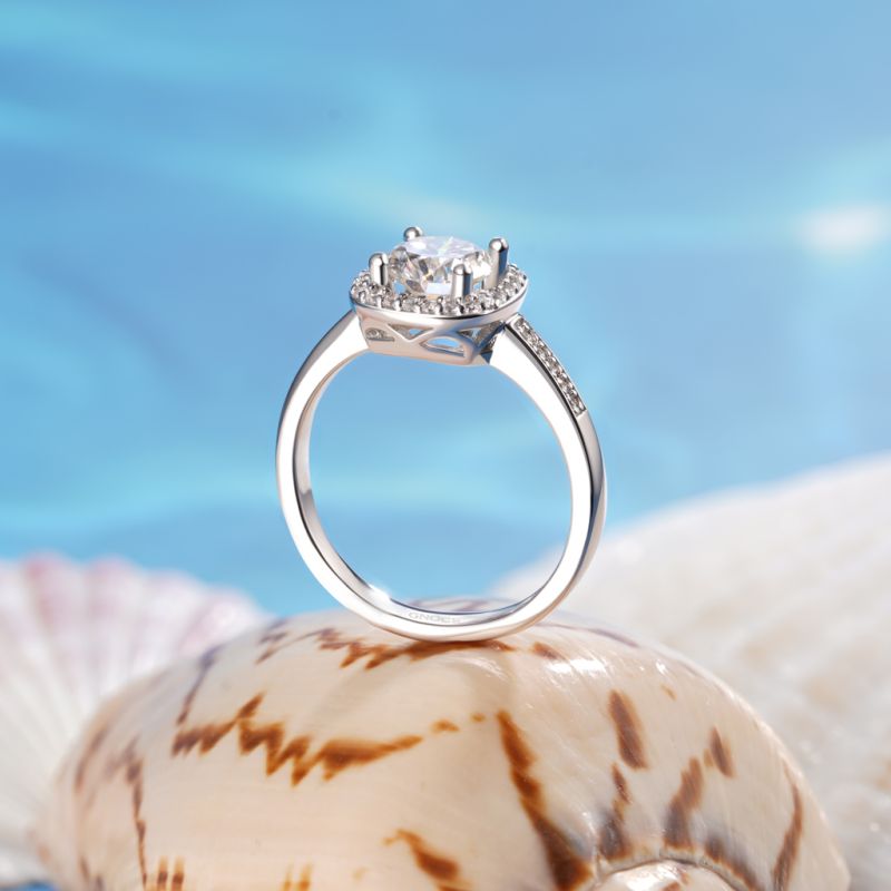 Classic Halo VVS Moissanite Engagement Ring