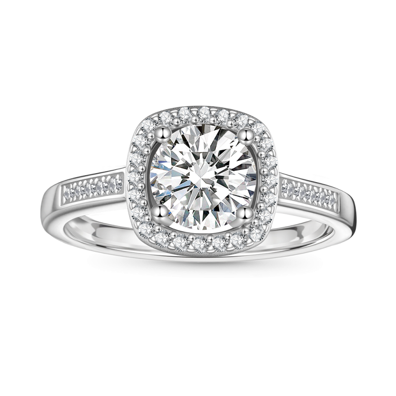 Classic Halo VVS Moissanite Engagement Ring