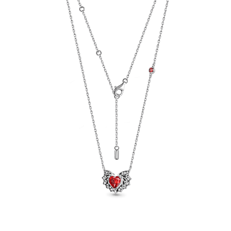 Bat Wings & Heart Necklace