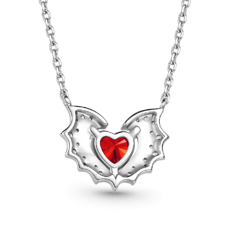 Bat Wings & Heart Necklace
