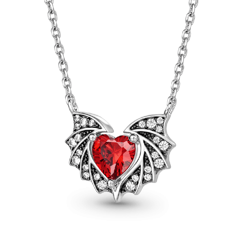 Bat Wings & Heart Necklace