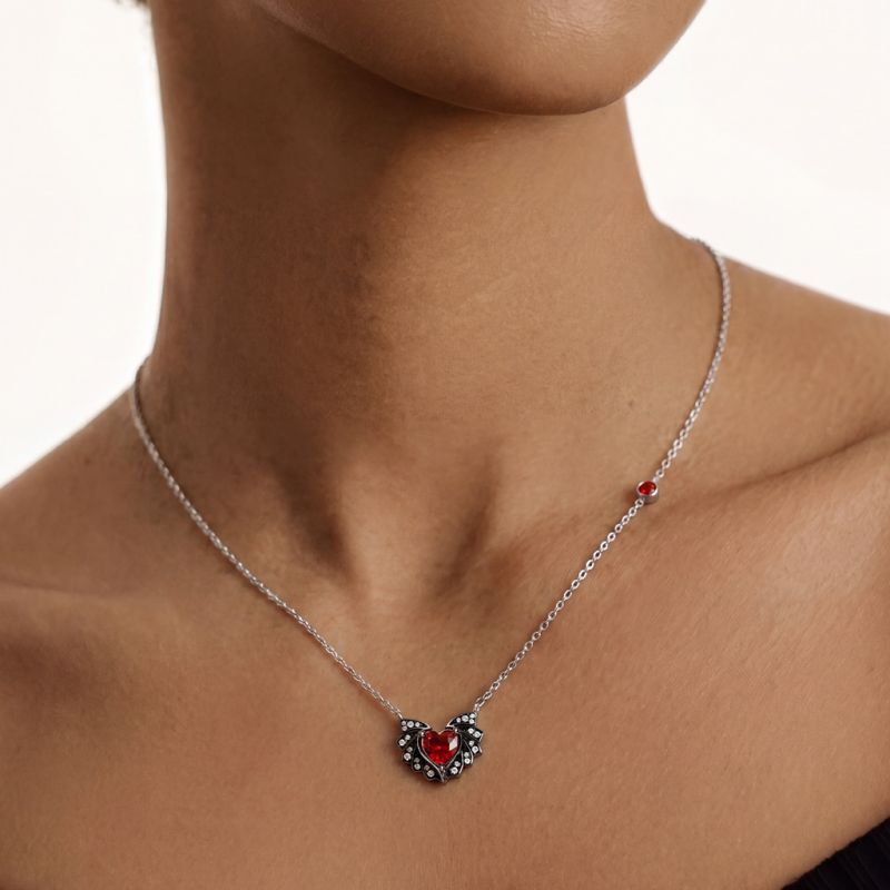 Bat Wings & Heart Necklace
