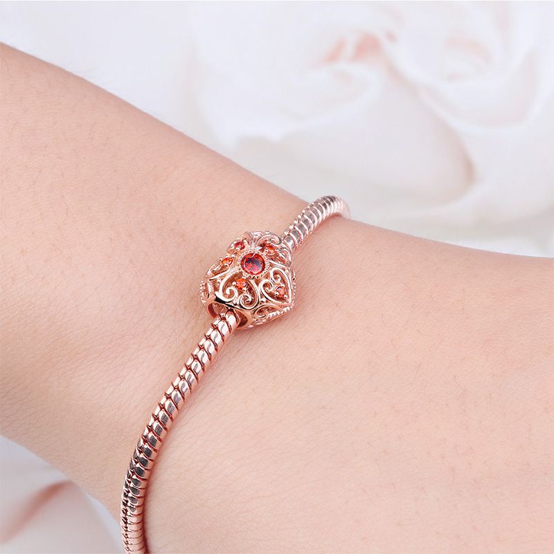 Hollow Heart Birthstone Charm