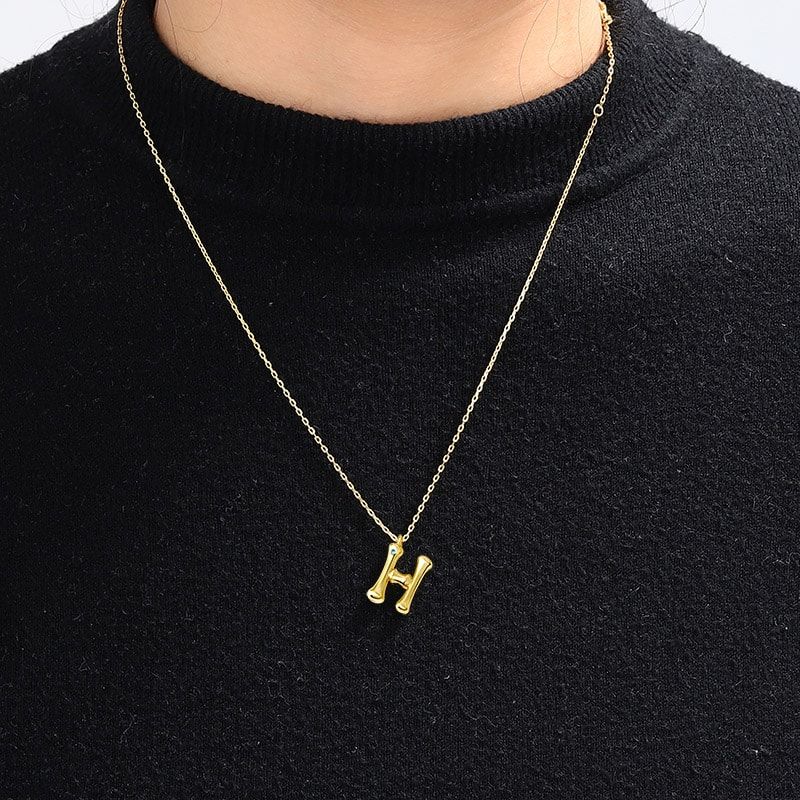 Bamboo Initial H Necklace