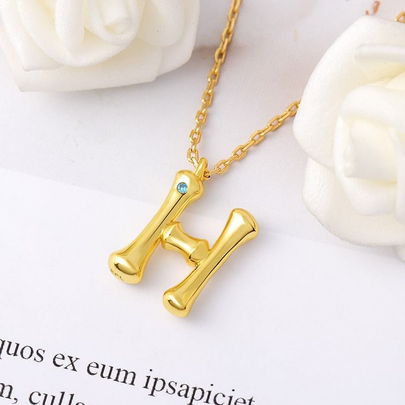 Bamboo Initial H Necklace