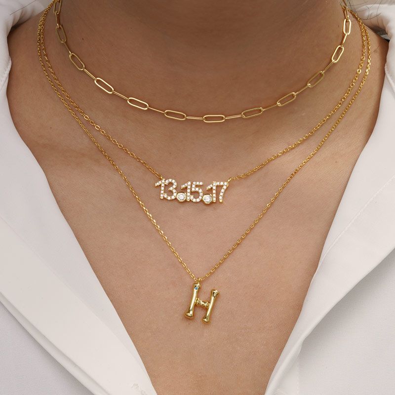 Bamboo Initial H Necklace
