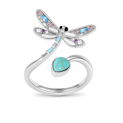 Turquoise Dragonfly Adjustable Ring