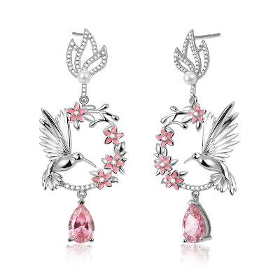 Hummingbird Flower Earrings